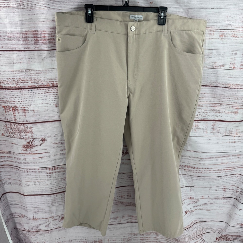 Peter Millar Pants Mens 42x25 Khaki Performance Five-Pocket Golf Casual Work